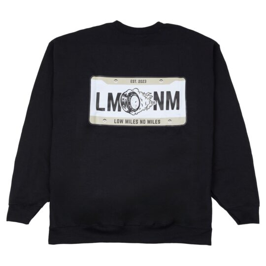 Front Tire Burnout Corner Chest License Plate on Back Crewneck