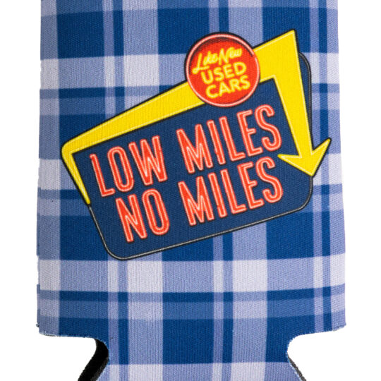 Low Miles No Miles Neon Sign Standard 12oz Can Koozie