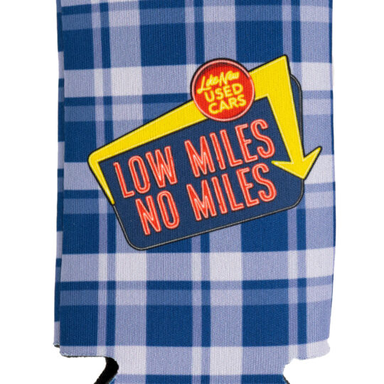 Low Miles No Miles Neon Sign Tall 12oz Can Koozie
